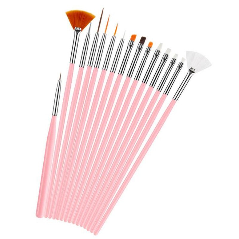 15Stck Kuchen Dekorieren Werkzeuge Backen Stift Zubehör Multifunktions Glasur Gebäck Pinsel Fondant Kuchen Malerei Pinsel Nagel Pinsel Stift: Rosa
