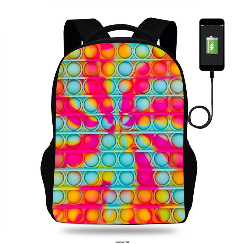Push Pop It fidget Backpack for Teenagers Boys Girls School Bags Children Oxford USB Charge Bag Kids Mochilas