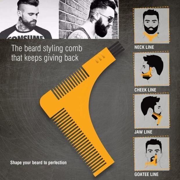 Peigne barbe transparente pour hommes, outil de beauté pour les cheveux, modèles de garniture de la barbe pour hommes, modèle de style