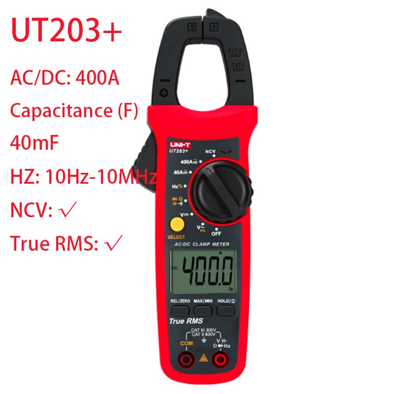 UNI-T UT201+/UT202+/UT202A+/UT203+/UT204+ Digital Clamp Meter for AC/DC Current Voltage Measurement: UT203plus