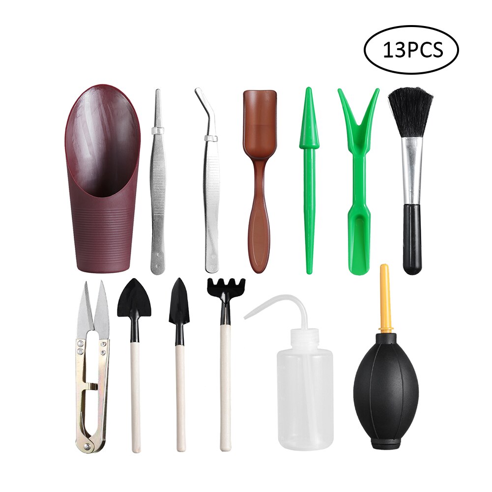 15pcs Succulent Plants Tools Set Gardening Shovel Mini Hand Transplanting Tool Potted Plants Shovel Rake Spade Bonsai Tools: 13PCS