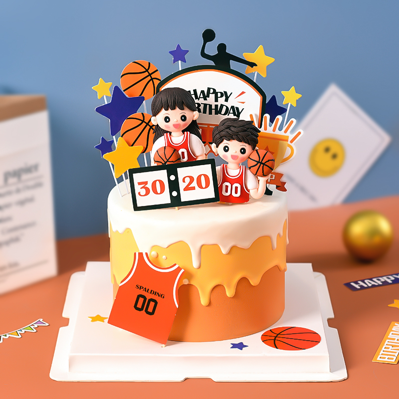 Décoration de gâteau pour garçon et fille, jeu de basket-ball, décoration de gâteau d&#39;anniversaire, Cupcake, pour réception pour bébé, pâtisserie