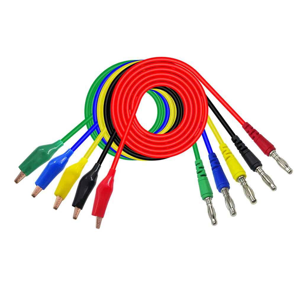 5 Pcs Elektrische Test Kabel, Banana Plug Alligator Clip-Krokodil Clips Test Jumper, Heavy Duty