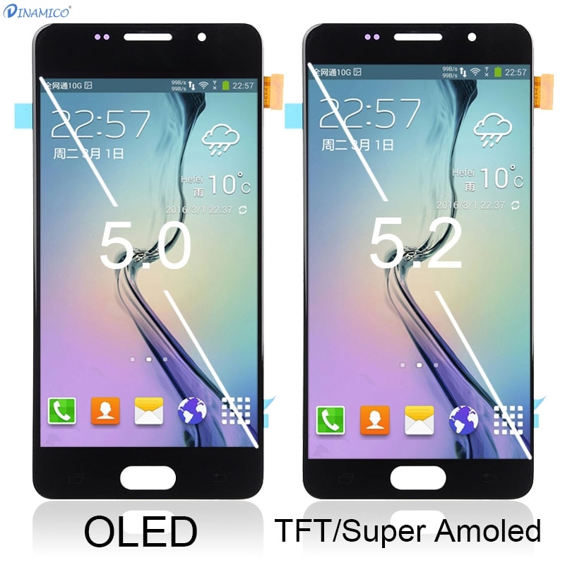 Dinamico A5 2016 wyświetlacz robić Samsung galaktyka A510 Lcd ekran dotykowy wymiana Digitizer zgromadzenie A510M A510F wyświetlacz z ramką