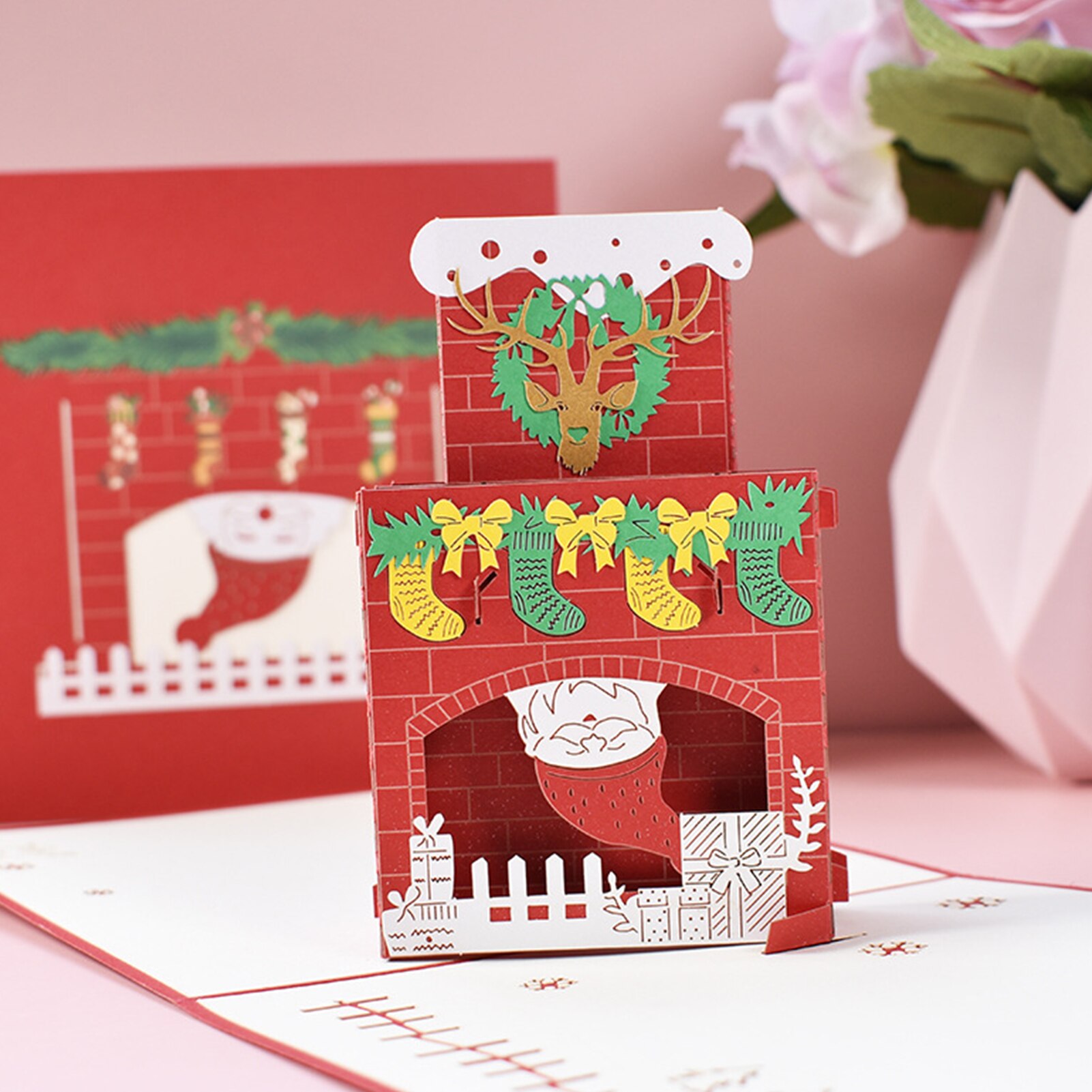 3D Pop Up Christmas Card Greeting Cards Thank You Cards with Envelopes for Birthday Christmas Party Year Wedding Decoration