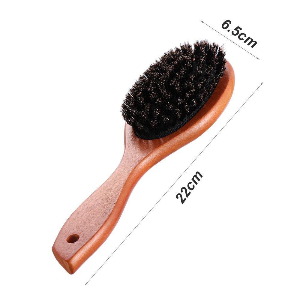 Cepillo de pelo cerdas de jabalí Natural portátil, peine de masaje, cepillo de paleta de pelo antiestática, mango de madera de haya, herramienta de estilismo