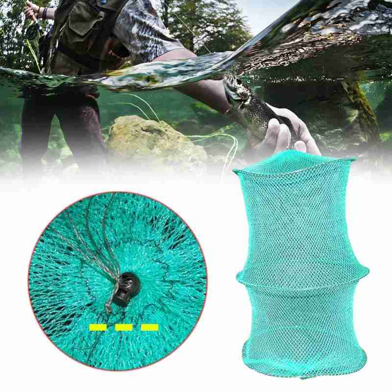 1Pc Portable Folding Fishing Net Trap Zipper Fish Shrimp Crab Dip Net Cage Fishing Trap Net Simple Fishing Gear