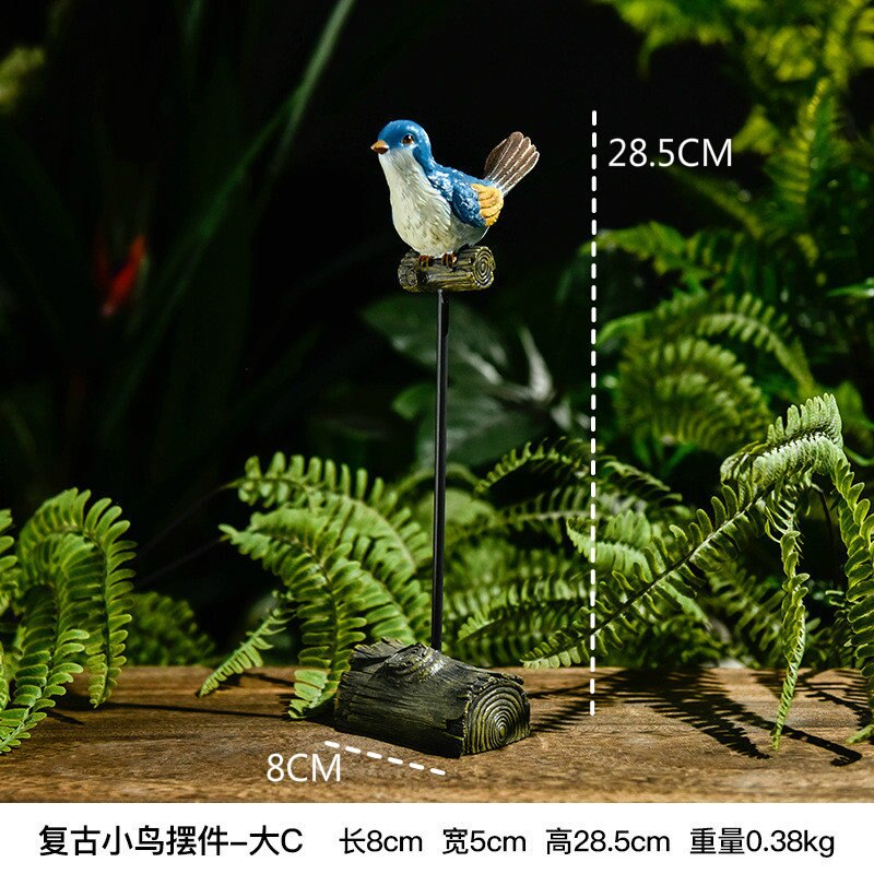 Figuras en miniatura con de loro y animal simulado de resina creativa de estilo nórdico, adornos para manualidades de pájaros, decoración moderna de oro para el hogar: 28.5cm C