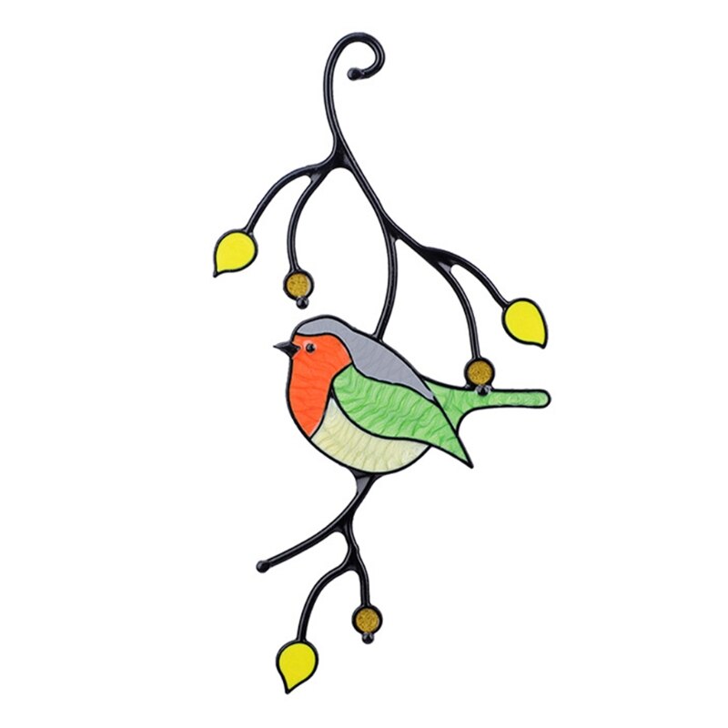 Stained Glass Window Hangings Two Birds in Stained Glass Window Panel Art Stained Glass Panels Hanging Suncacthers: Rose