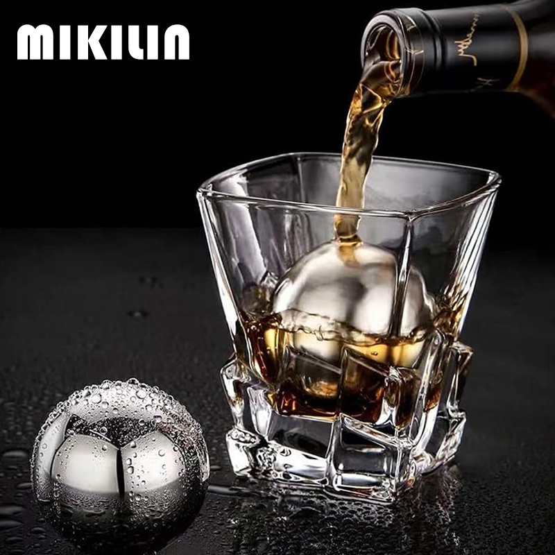 Zestaw kostek lodu ze stali nierdzewnej z szczypcami robić lodu, wielorazowe metalowe kostki robić Whisky, wina, koktajli, kostki chłodzące, akcesoria barowe.