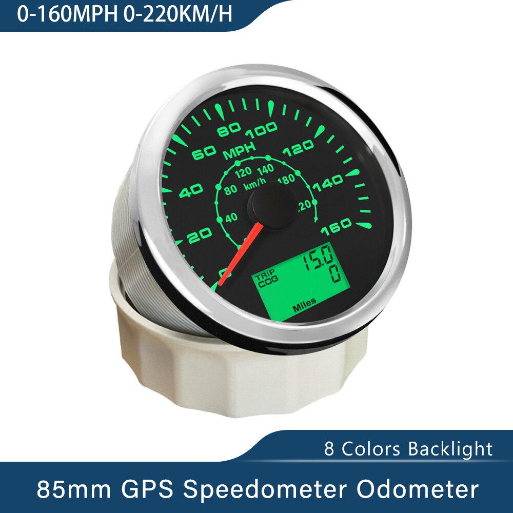 Velocímetro GPS Universal, velómetro, kilometraje, 8 colores, retroiluminación, 85mm, 35MPH, 80MPH, 160MP, 200MPH
