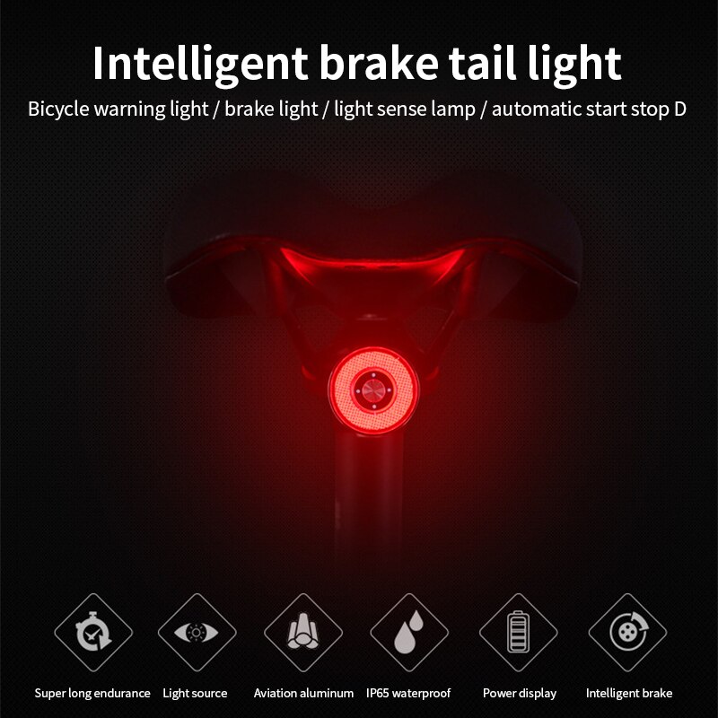 Smart Fiets Achterlicht Auto Start/Stop Brake Sensing IPx65 Waterdichte Usb Charge Fietsen Tail Achterlicht Fiets Led Licht