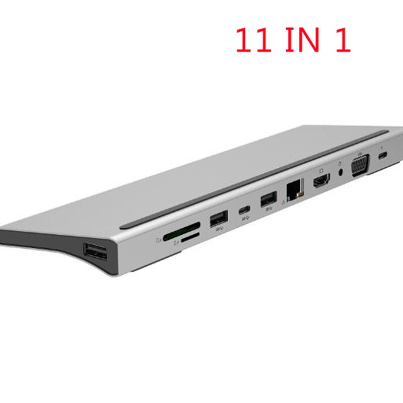 11 em 1 usb tipo c hub adaptador portátil docking station vga rj45 pd para macbook hp lenovo superfície compatível thunderbolt 3