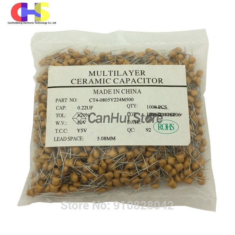 100 Uds condensador cerámico multicapa 50V (100 ~ 106) 10pF ~ 10uF 102 103 104 105 39 820pF 1 22 33 47 56 68 100 nF 0,01 0,1 uF P5.08mm