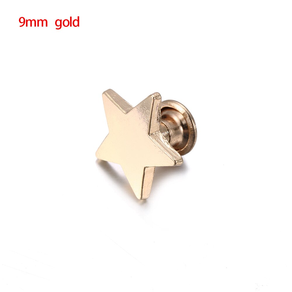 20Pcs Metal Stars Klinknagels Diy Kleding Hoed Tas Schoenen Lederen Ambachten Decoratie Benodigdheden Kledingstuk Naaien Glas Boor Nail Knop: gold-9MM