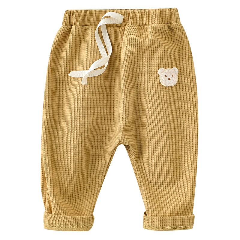 2022 Lente Baby Wafel Casual Broek Leuke Cartoon Beer Peuter Broek Baby Boy Broek Losse Meisjes Broek Kinderen Kleding