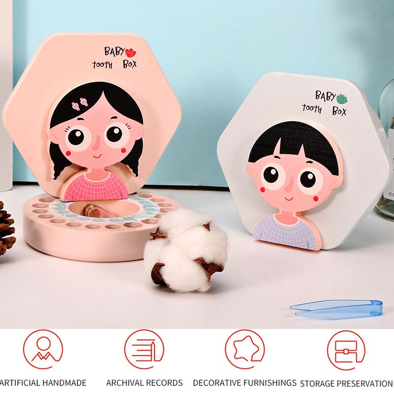 Holz Baby Zahn Kasten Organizer Englisch freundlicher Milch Zähne Lagerung Sammeln Nabelschnur Lanugo Sparen fallen Souvenir Baby Zubehör