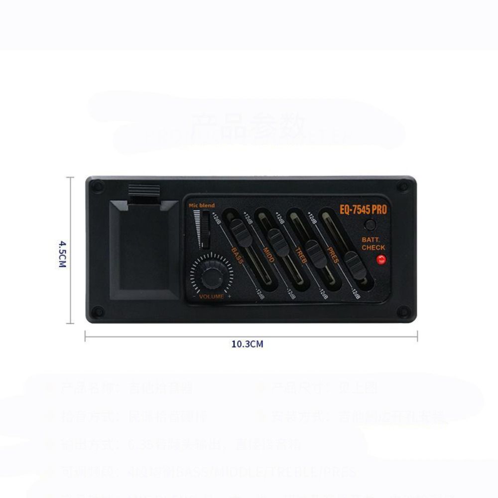 4-bands gitaar pick-up EQ 7545R equalizer tuner akoestische gitaar voorversterker versterker gitaaraccessoire verstelbare EQ equalizer