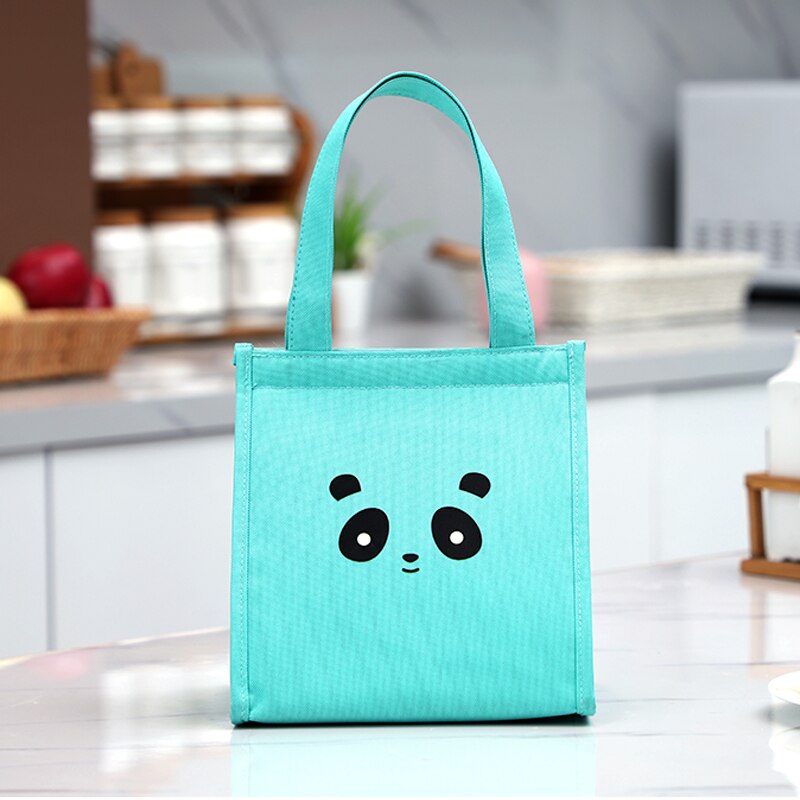 Brivilas cute ping lunch bag cartoon animal velcro cooler bags portable waterproof picnic food thermal box funny kids: green