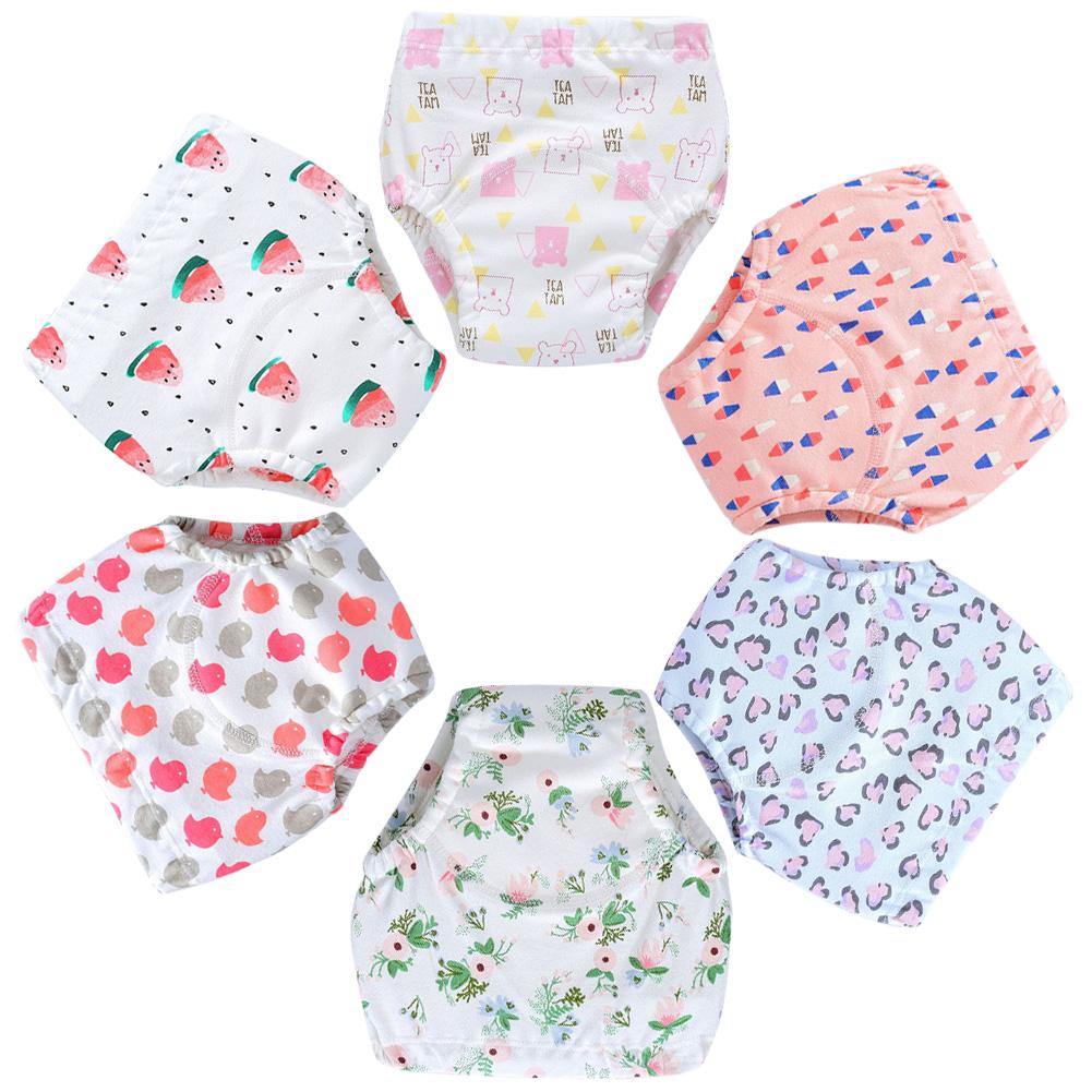 6pcs Diapers Training Pants Reusable Cute Baby Personality Breathable Cartoon Printing Splicing Wrap Cloth Nappy Changing: A / XL