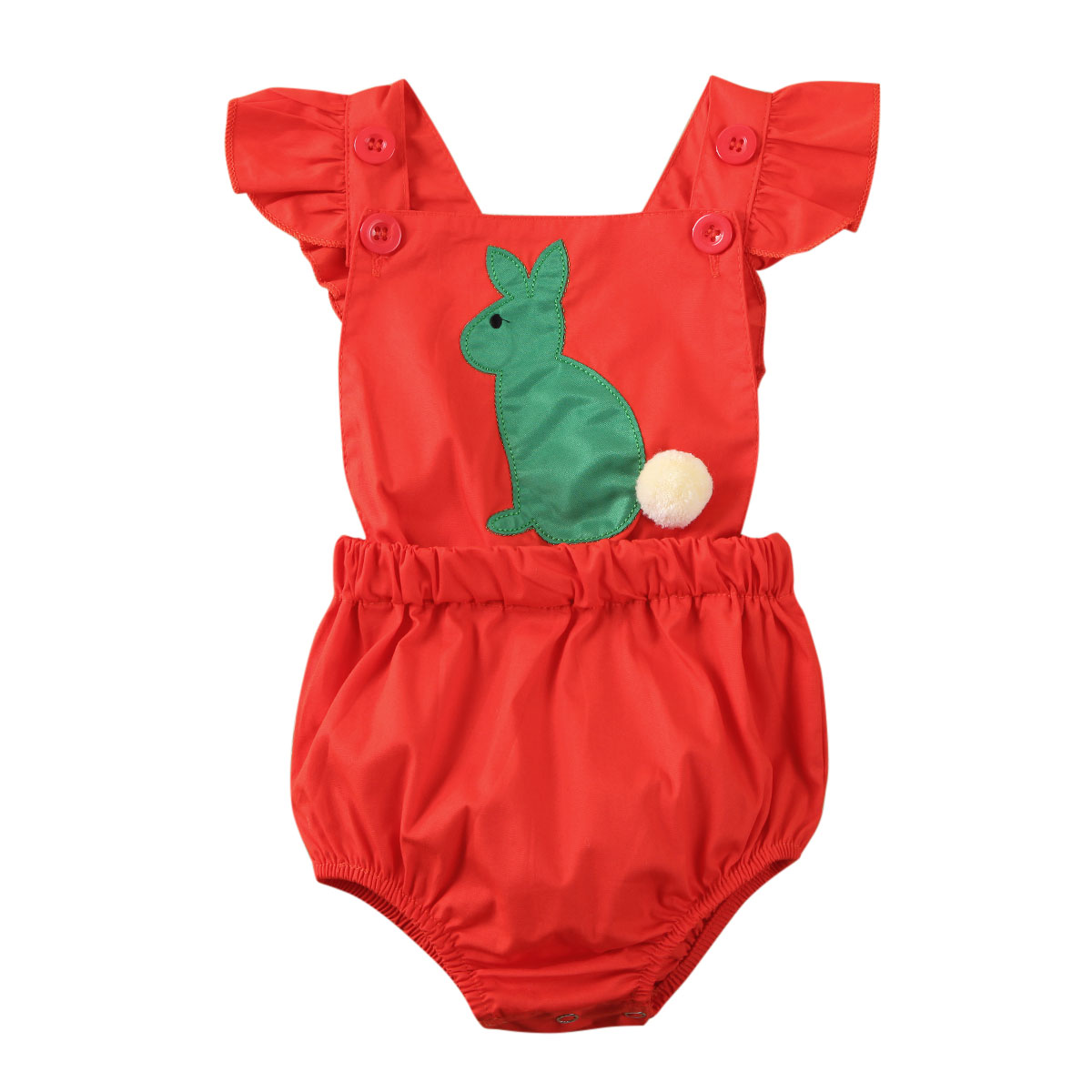 Rüschen kurzarm unisex neugeborenen baby bunny strampler Ostern Kleidung strampler