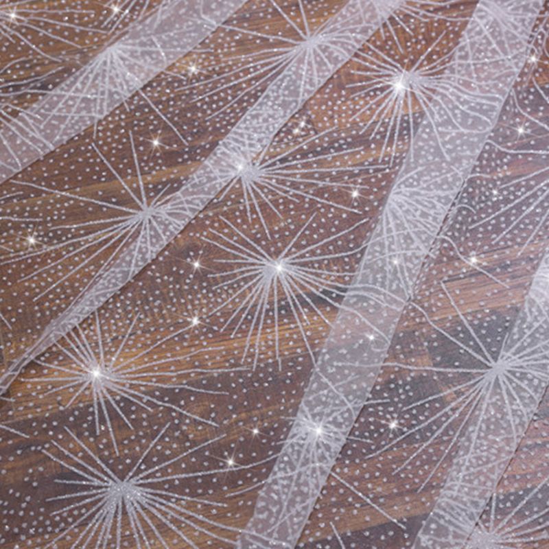 Eenlaagse witte lange bruidssluier voor dames met schelpenspray, glitter en strass-steentjes, luxe bruidssluier met sterrenhemel