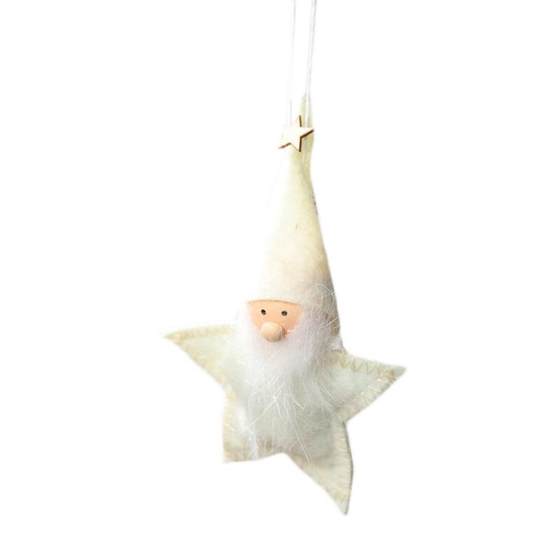 Juletre stjerne dukke festlig fest ornament hengende håndlaget år jul låve låve hengende leke soverom dekor: beige gul