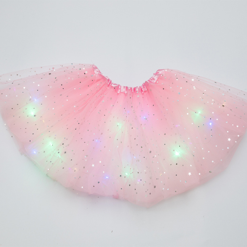 YOMDID Girls Tutu Skirts With Neon LED Light Glow Princess Ballet Stage Dance Short Dress Kids Fairy Miniskirt Birthday: Olive
