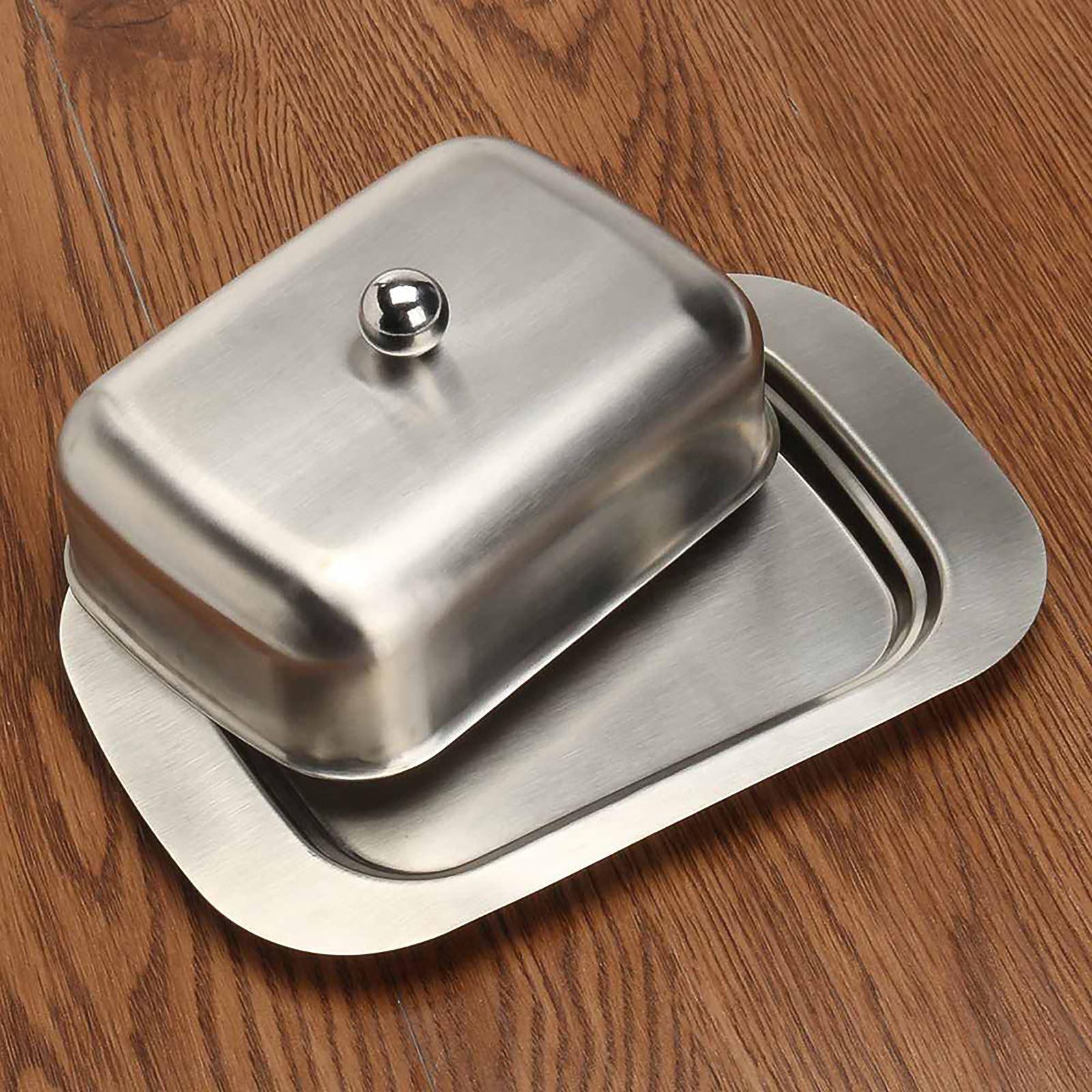 Butter Dish Box Container 304 Stainless Steel Cheese Server Storage Keeper Tray With Lid Kitchen Dinnerware Cheese Dish Box