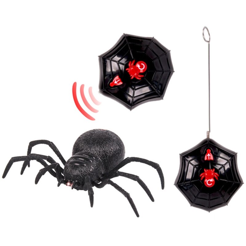 2 Channel Remote Control Simulation Electric Spider Model Toy Eyes Glowing Tricky Scary RC Toys Halloween Spoof Props