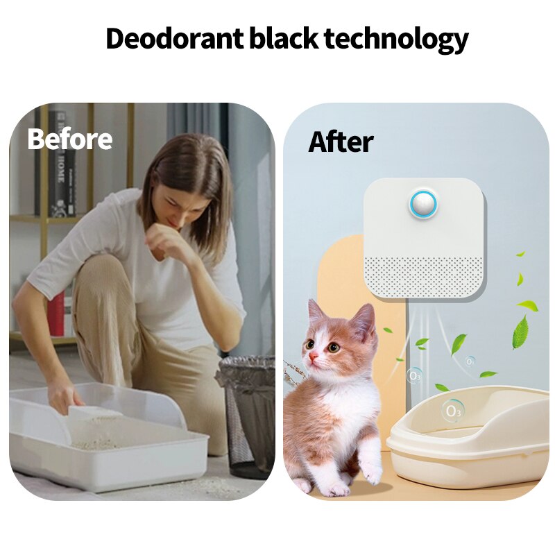 Purificador inteligente de olores para gatos, caja de arena desodorizante recargable de 2022 mAh, limpiador de aire para perros, desodorización de mascotas, 4000