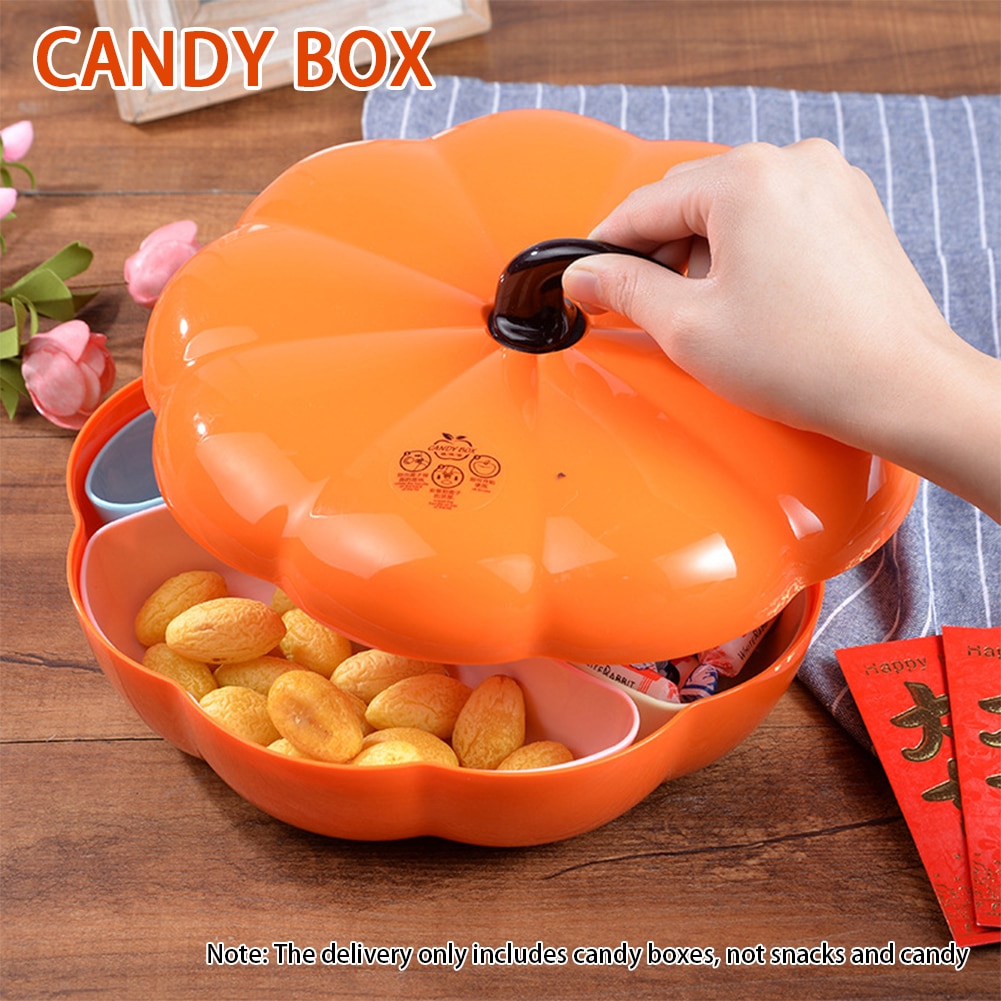 Pumpkin Shape Snacks Partition Manager Cute Home Decor Candy Box Sealed Family Living Room Storage Tray Festival With Lid Party