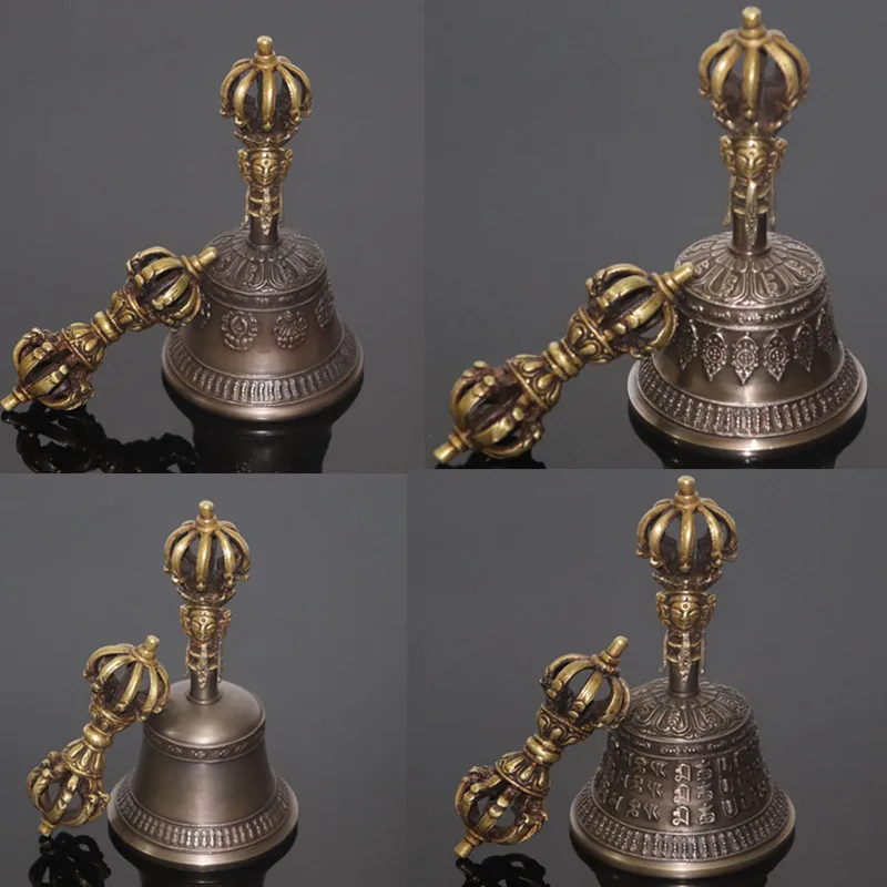Nepal Tibetaanse Klokken Klinken Handgemaakte Koperen Vajra Bel En Stamper Meditatie Tool Geluid Genezend Instrument Boeddhist Levert