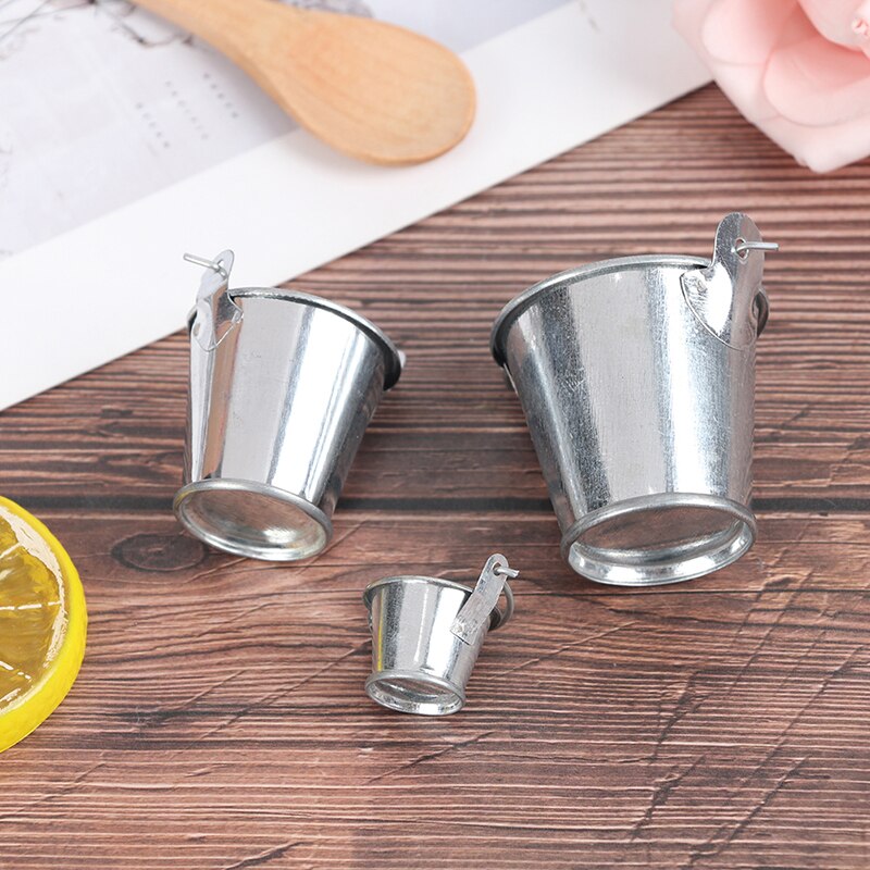 3 Size Simulation Cute Metal Water Bucket 1/12 1/6 Fairy Home Kitchen Pretend Play Game Doll house Miniature