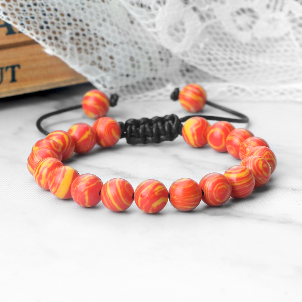 Colorful 8mm Malachite Braided Bracelet Women Men Adjustable Couple Bracelet&Bangles Friendship Pulsera Jewelry