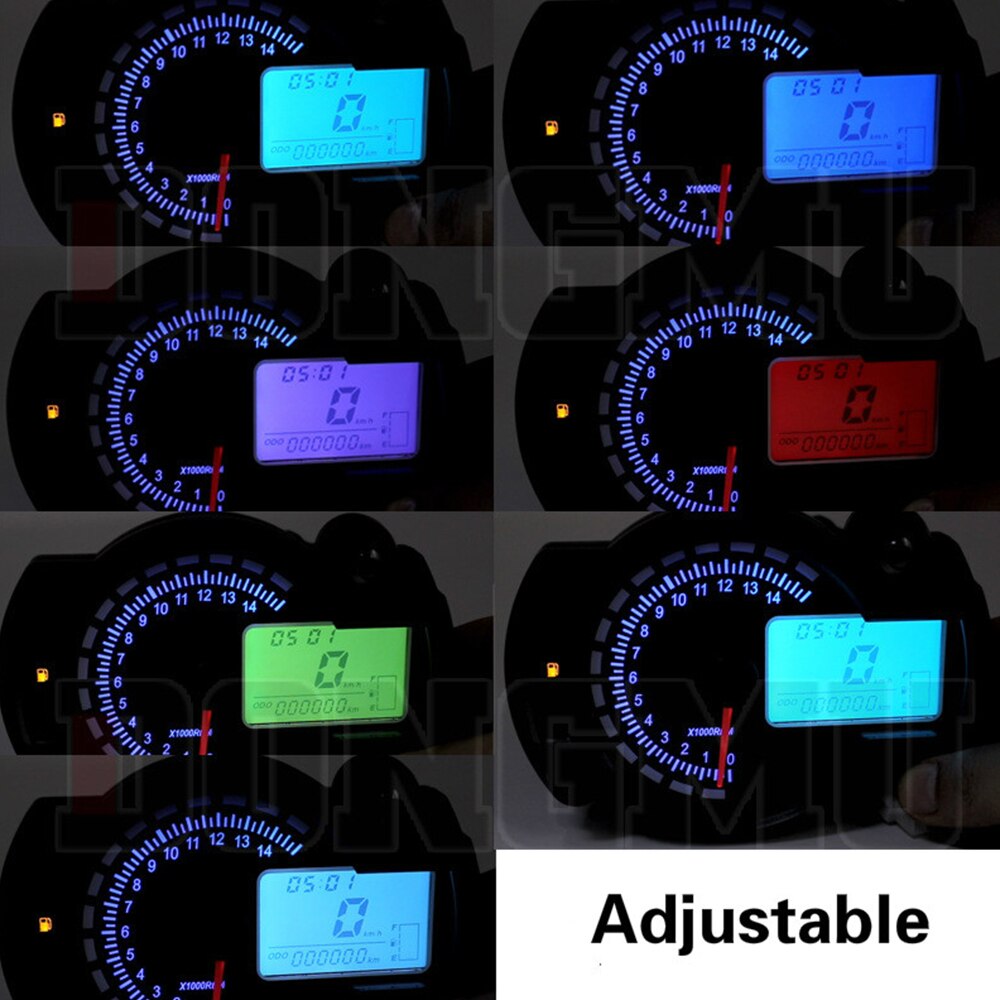 Motorcykel hastighetsmätare 7 färger lcd digital odometer justerbar max 299km/ h instrumentbräda motorcykel hastighetsmätare för koso  rx2n
