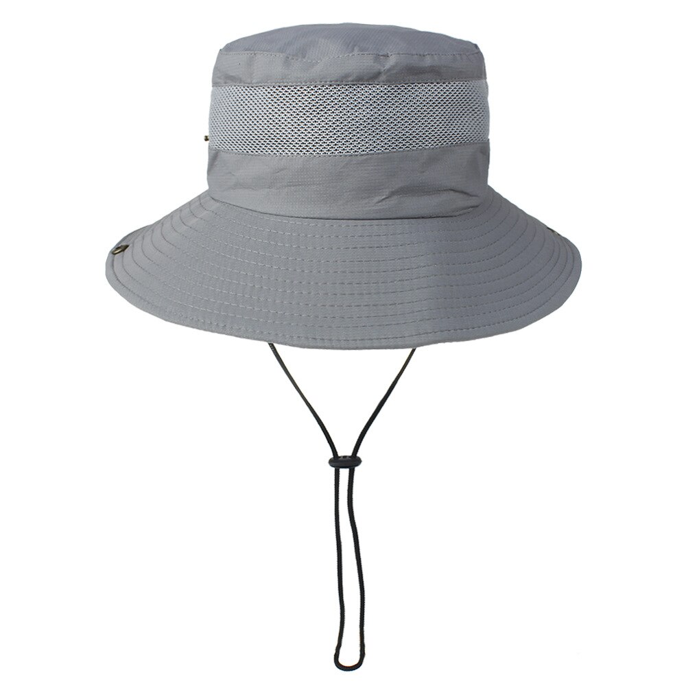 Bucket Sun Hat Fishing Caps Wide Brim Safari Visor Sun Cap For Male Men Fishing Hats Outdoor Sports Cap: Light Gray