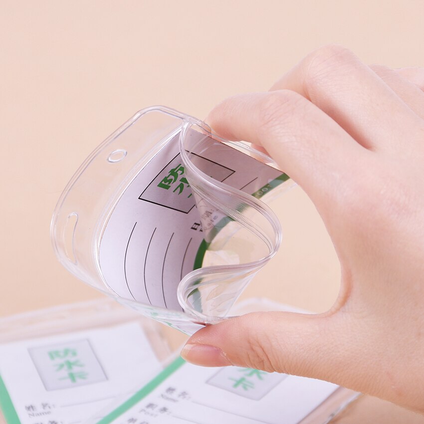 10PCS PVC ID Badge Case Clear and Transparent Holes Bank Credit Card Holders ID Badge Holders Accessories
