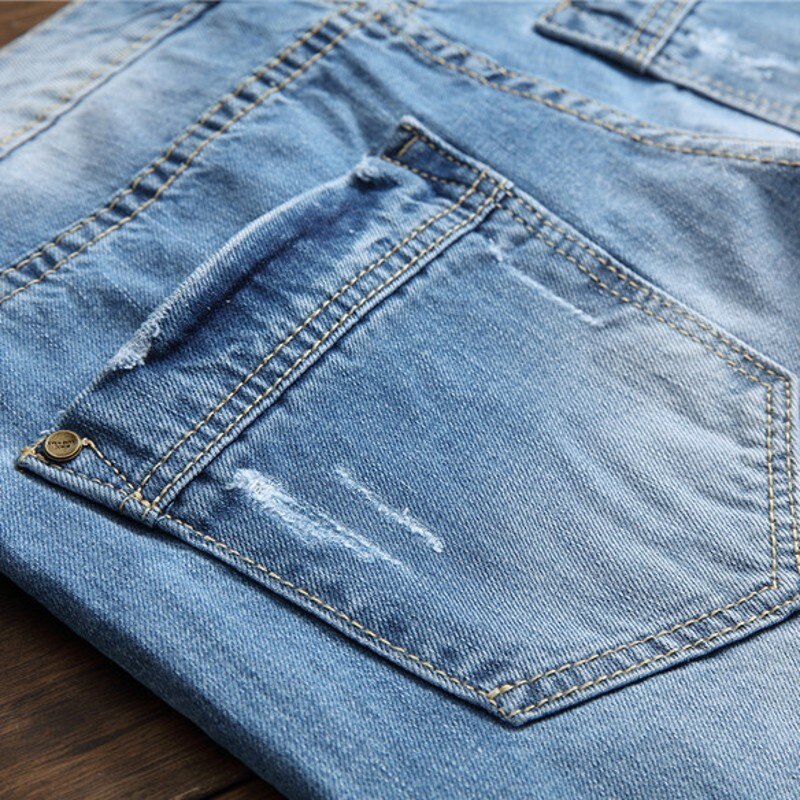 Lente Mode Mannen Jeans Gat Gescheurde Straight Slim Fit Streetwear Broek Voor Man Casual Cowboy Broek Voor mannelijke