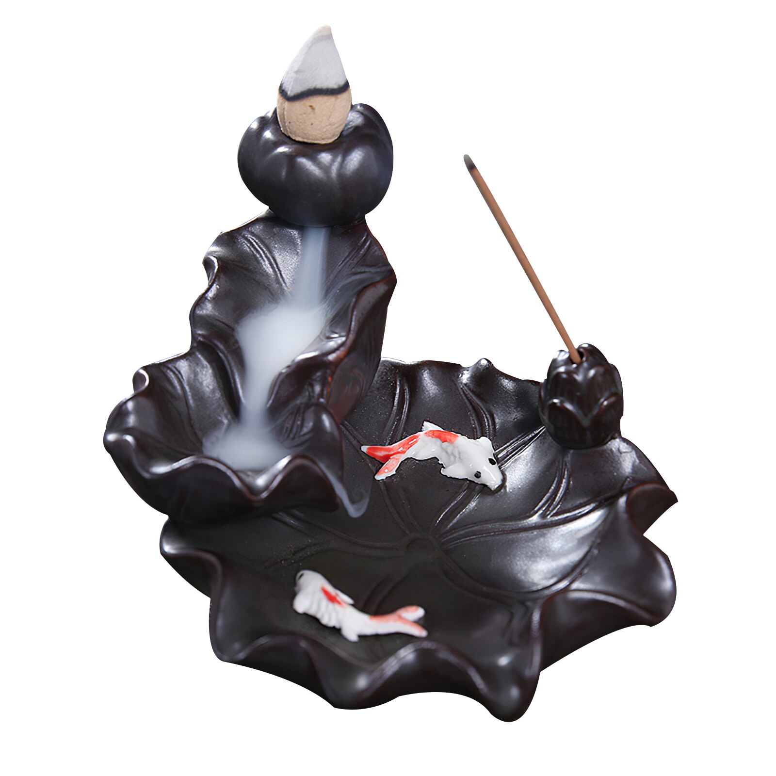 Black Bergamot Backflow Incense Burner Ceramic Incense Holder Small Cone Censer 1pc Incense Base for Home Decor