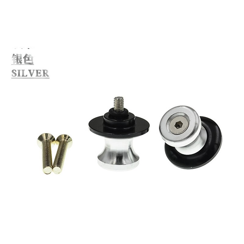 2 stk 6-8mm 10mm universell motorsykkel aluminiumslegering svingarm spoler gli stativ skruer til yamaha honda suzuki kawasaki: Sølv / 10mm