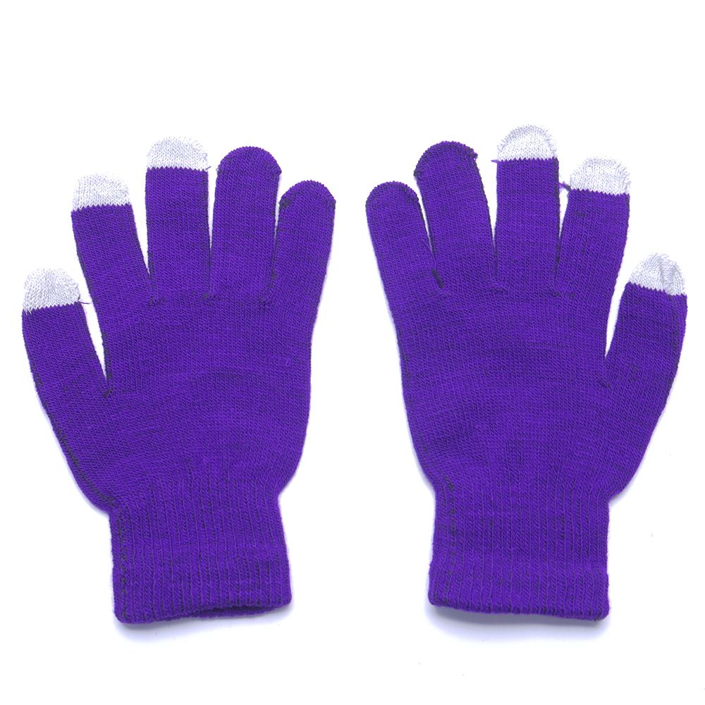Magic touch screen handsker smartphone texting stretch voksen one size vinter varmere strik handsker 13 farver: Lilla