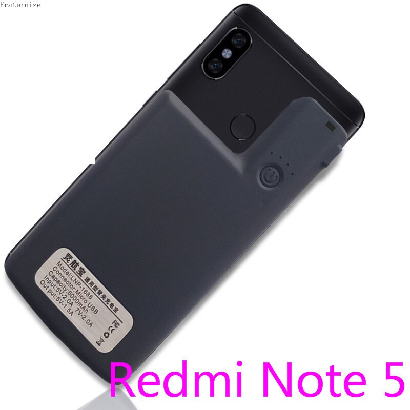 For Xiaomi Redmi Note 4 4XExternal battery charger case Portable power bank For Xiaomi Redmi Note 5 5A charging Cover Global: Redmi Note5-Black