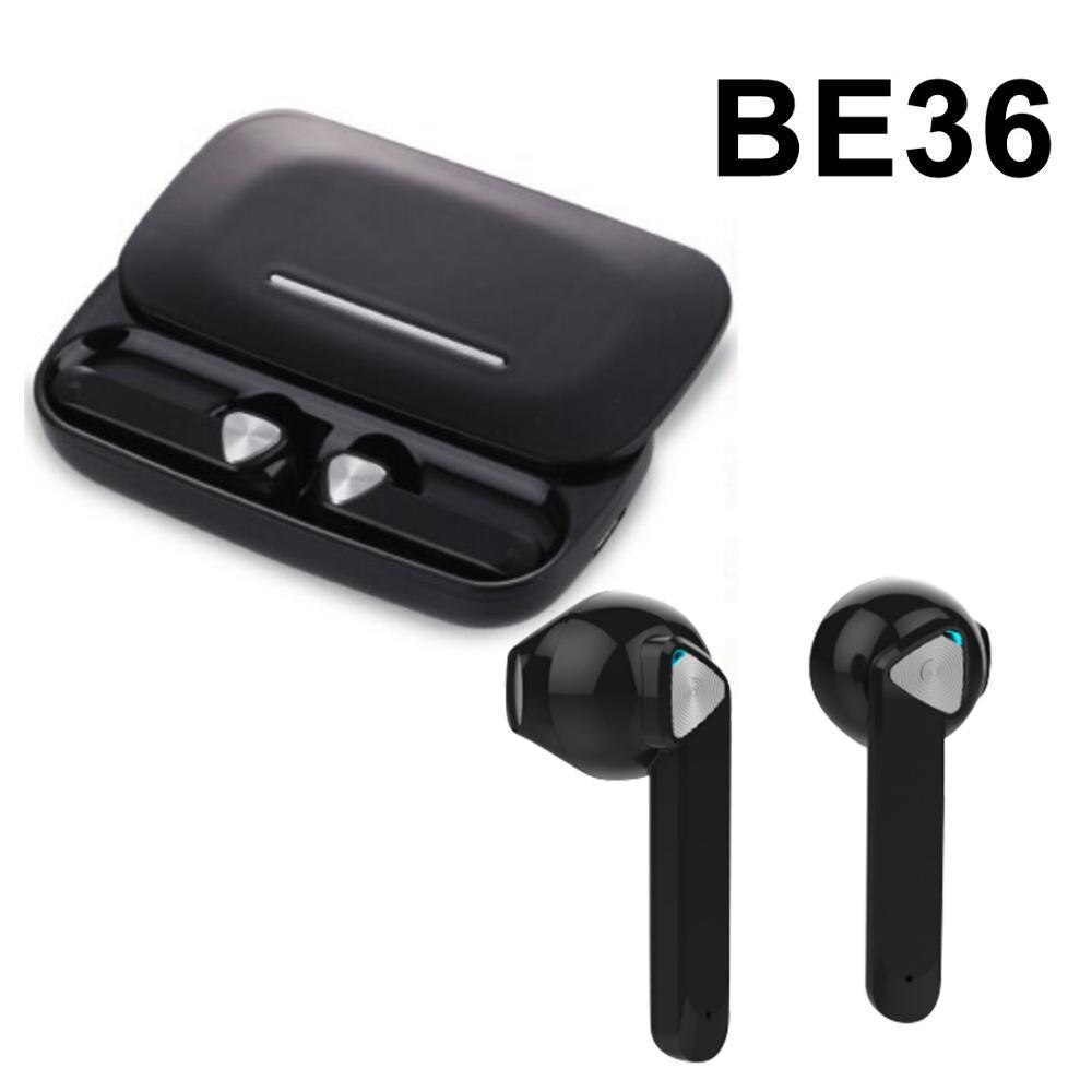 BE36 Tws Draadloze Bluetooth Hoofdtelefoon V5.0 Touch Control Oortelefoon Stereo Hd Praten Echte Draadloze Dual Oordopjes Bass Sound: Black