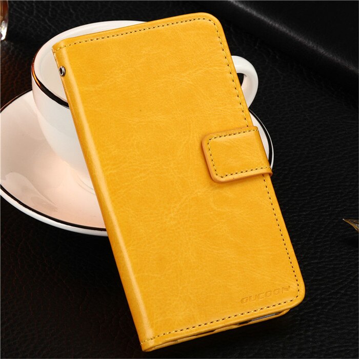 GUCOON Vintage Wallet Case for TP-Link Neffos Y5s 5.0inch PU Leather Classic Book Flip Cover for Neffos Y5S Case Holder Cover: Yellow