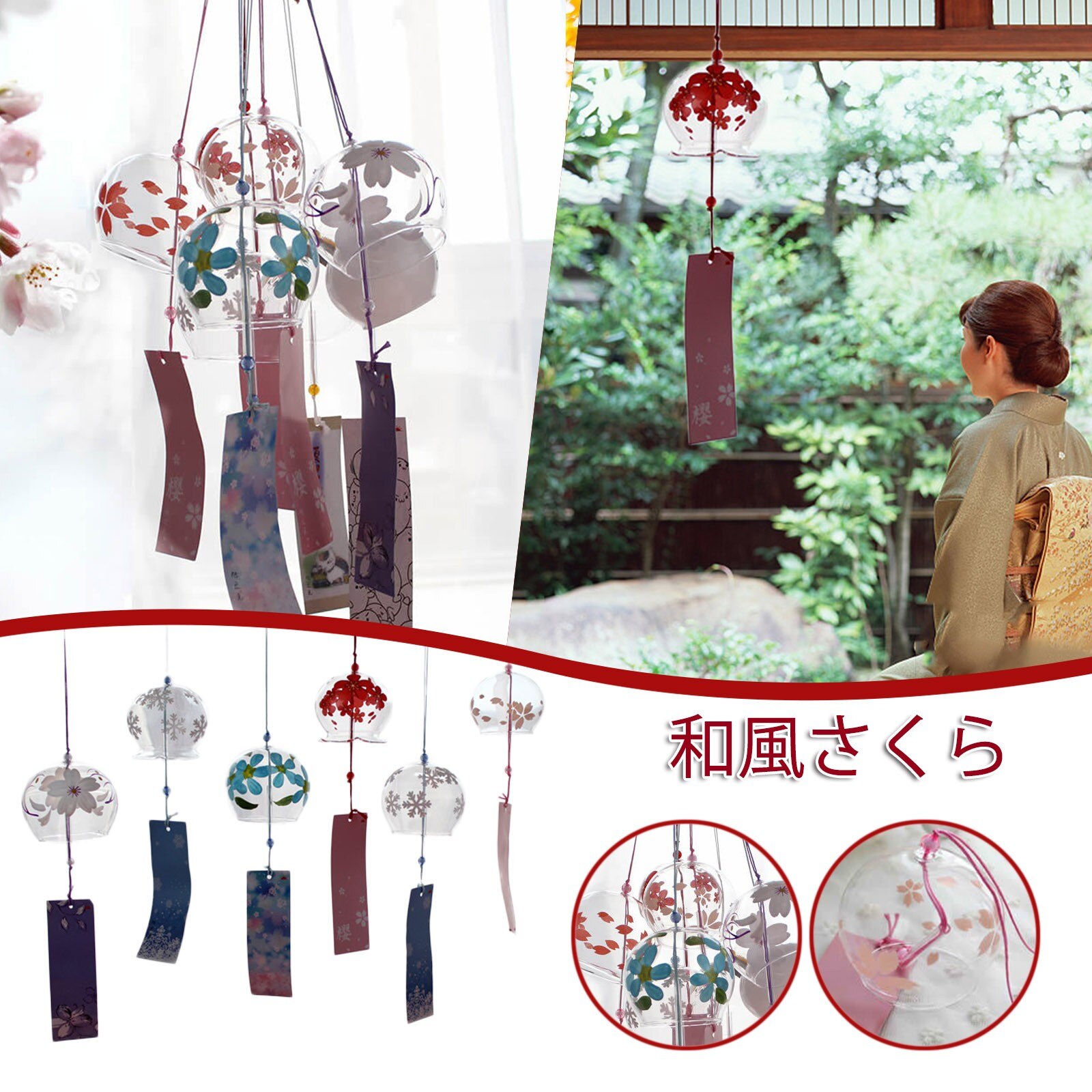 Japanese Style Wind Chimes Painted Hanging Pendant Room Balcony Decor Garden Decoration Outdoor Wind Spinner windspiel