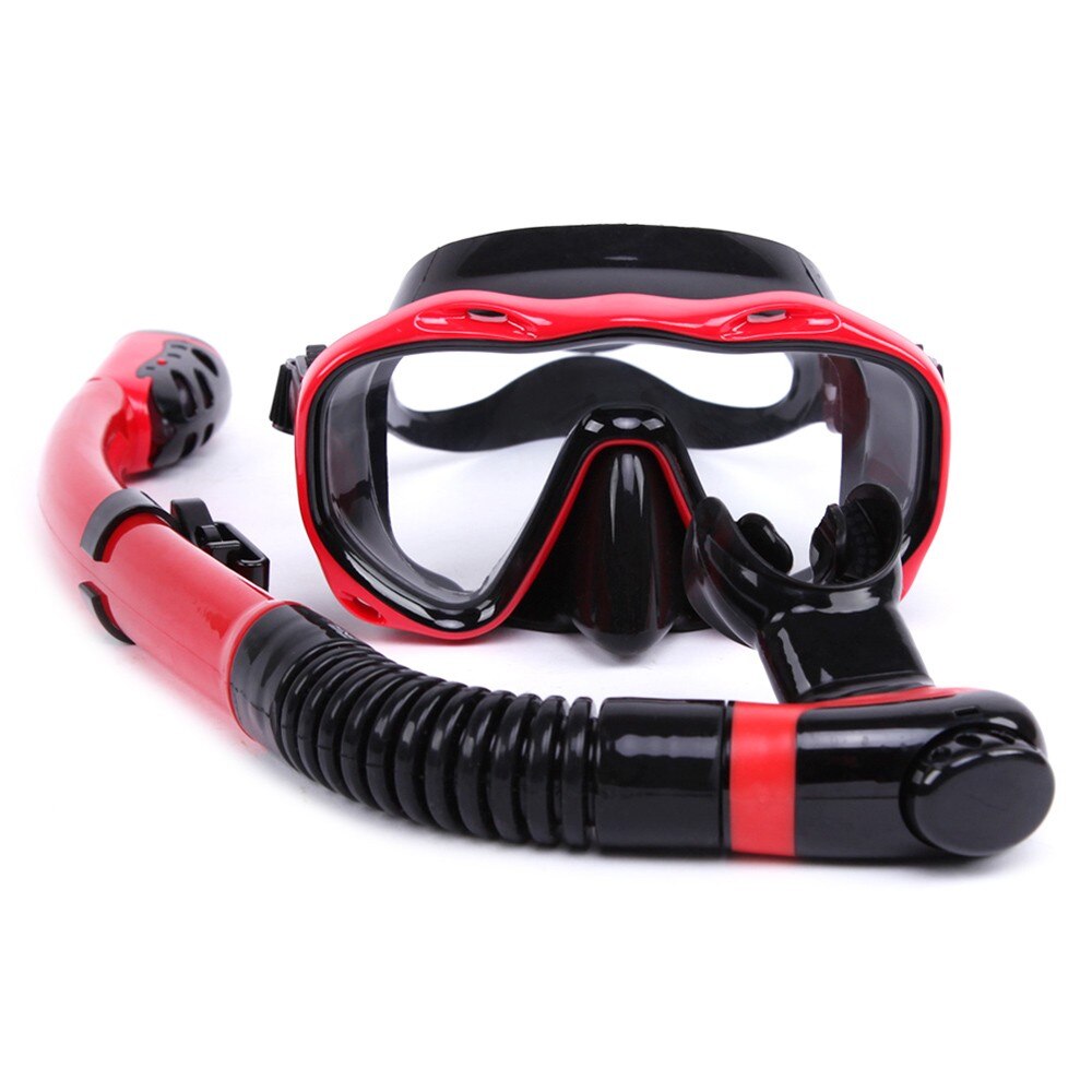 Diving Mask and Snorkel Set - Full Dry Tube - Hard Glass Lens - Swimming Gear: White
