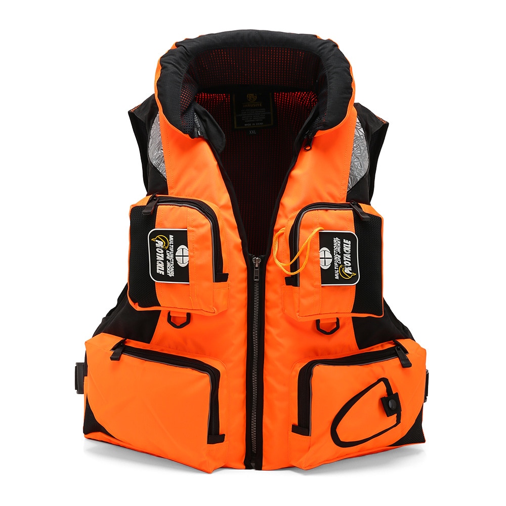 CE Chaleco de varios bolsillos chaleco salvavidas Chaleco de pesca portátil adulto de camino asiático traje de Pesca de Mar traje de flotabilidad: Orange / L / XL