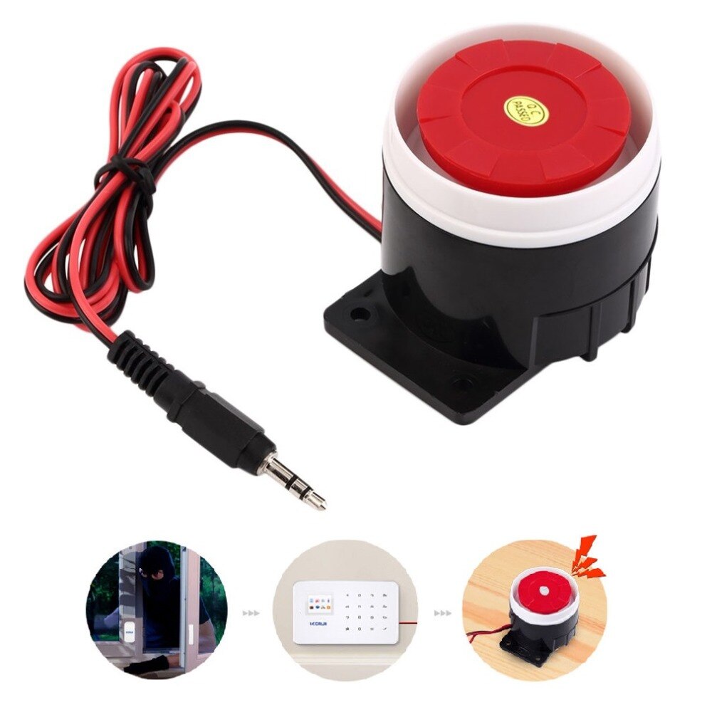 Super Loud 120dB Siren Red Wired Alarm System Speaker DC 12V Indoor Siren Durable Mini Horn Siren For Home Security