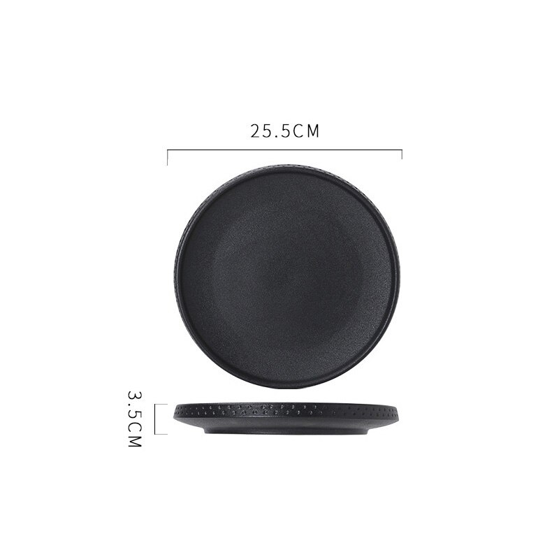 Matte Hammer Pattern Dinner Plates Japanese Modern French Western Ceramic Plate Restaurant Hotel Serving Tray Fruit Salad Bowl: BK-25.5x3.5cm